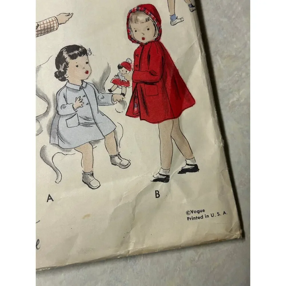 Vintage 1950's Vogue Pattern #2541 Childs Flare Swing Coat Size‎ 4 Years HTF